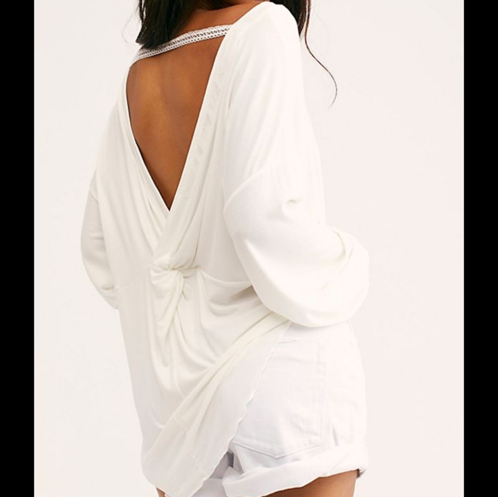 NWT FREE PEOPLE Ivory Shimmy Cutout Top